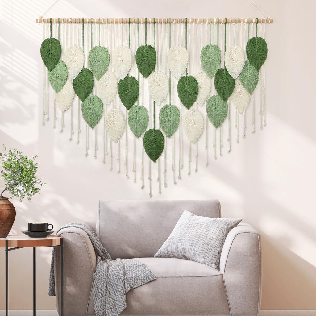 Large Macrame Wall Hanging Boho Leaves Macrame Tapestry Chic Wall Decor