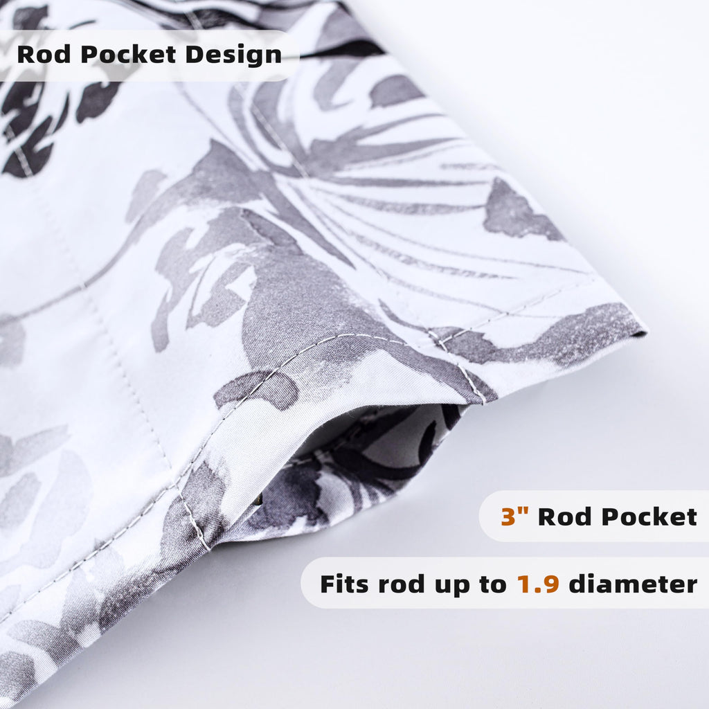 Acacia Floral Blossom Watercolor Printed 100 Percent Blackout Thermal Insulated Window Curtain Valance Rod Pocket