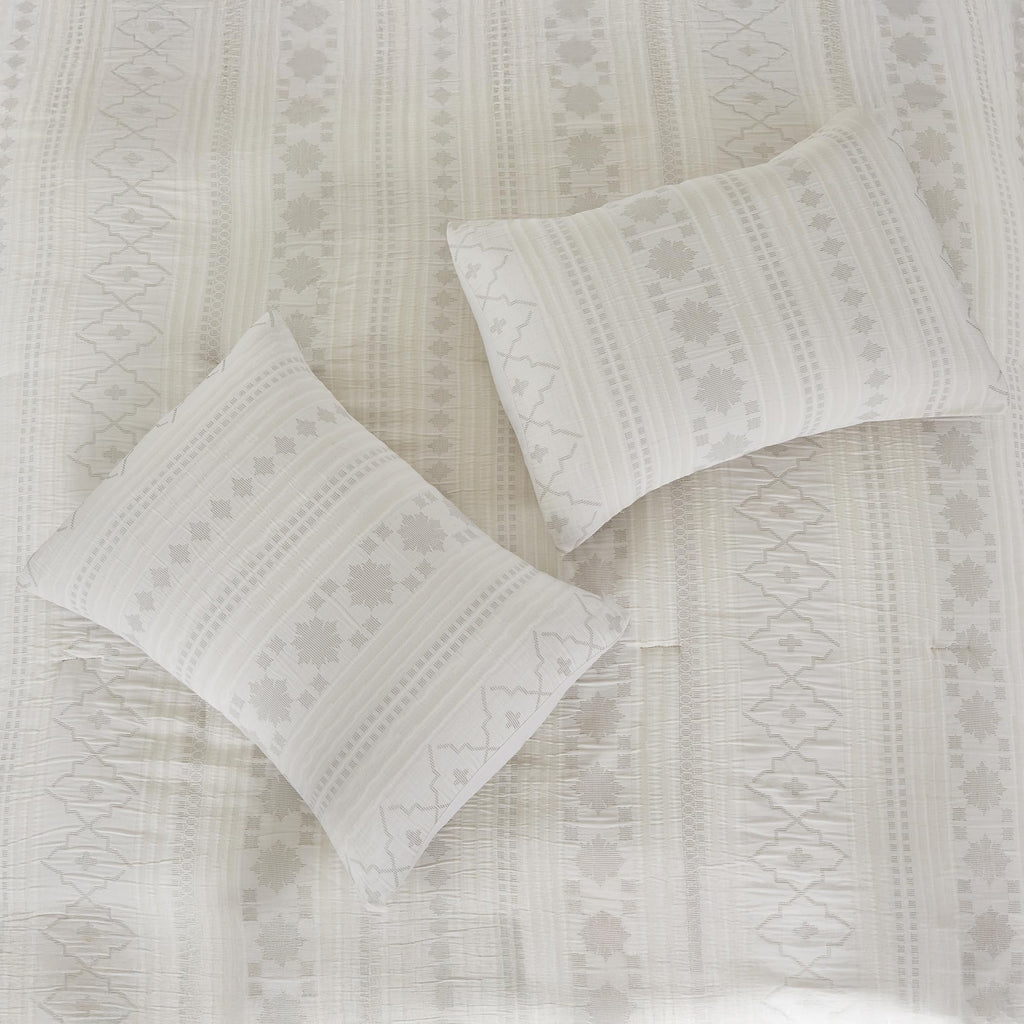Marcy Ivory Jacquard Comforter Set - 5 Piece Sandstone-Inspired Bedding with Decorative Pillows & Shams, Elegant Soft