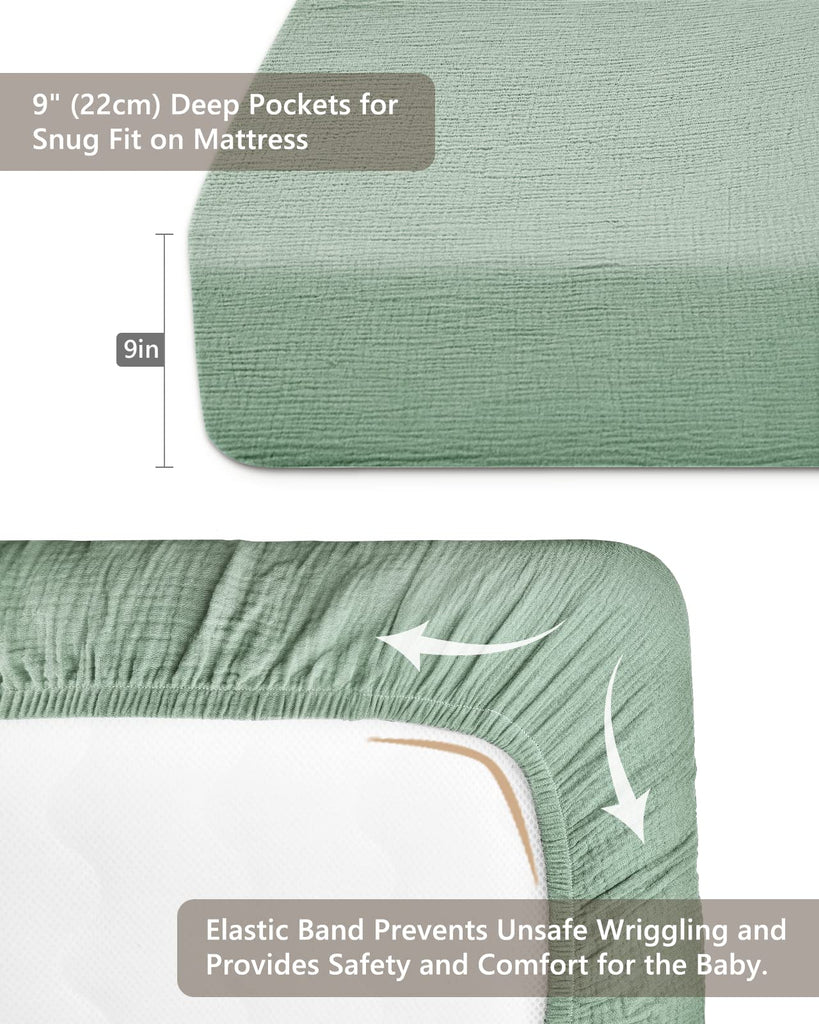 Muslin Crib Sheets, 28" x 52", Fitted Baby Mattress Sheets