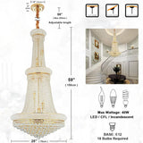 18-Lights 3 Layers Large Golden Classic Empire Style K9 Crystal Ball Chandelier Decorative Light Fixture for High Ceiling Living Room Foyer Stair Entryway (D27.6 * H59 inches) A108-B0DB7D9ZJC