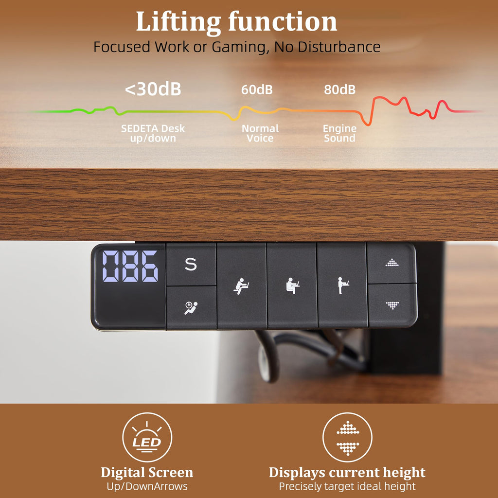 55" Wood Electric Standing Desk with Drawers and Storage Shelves