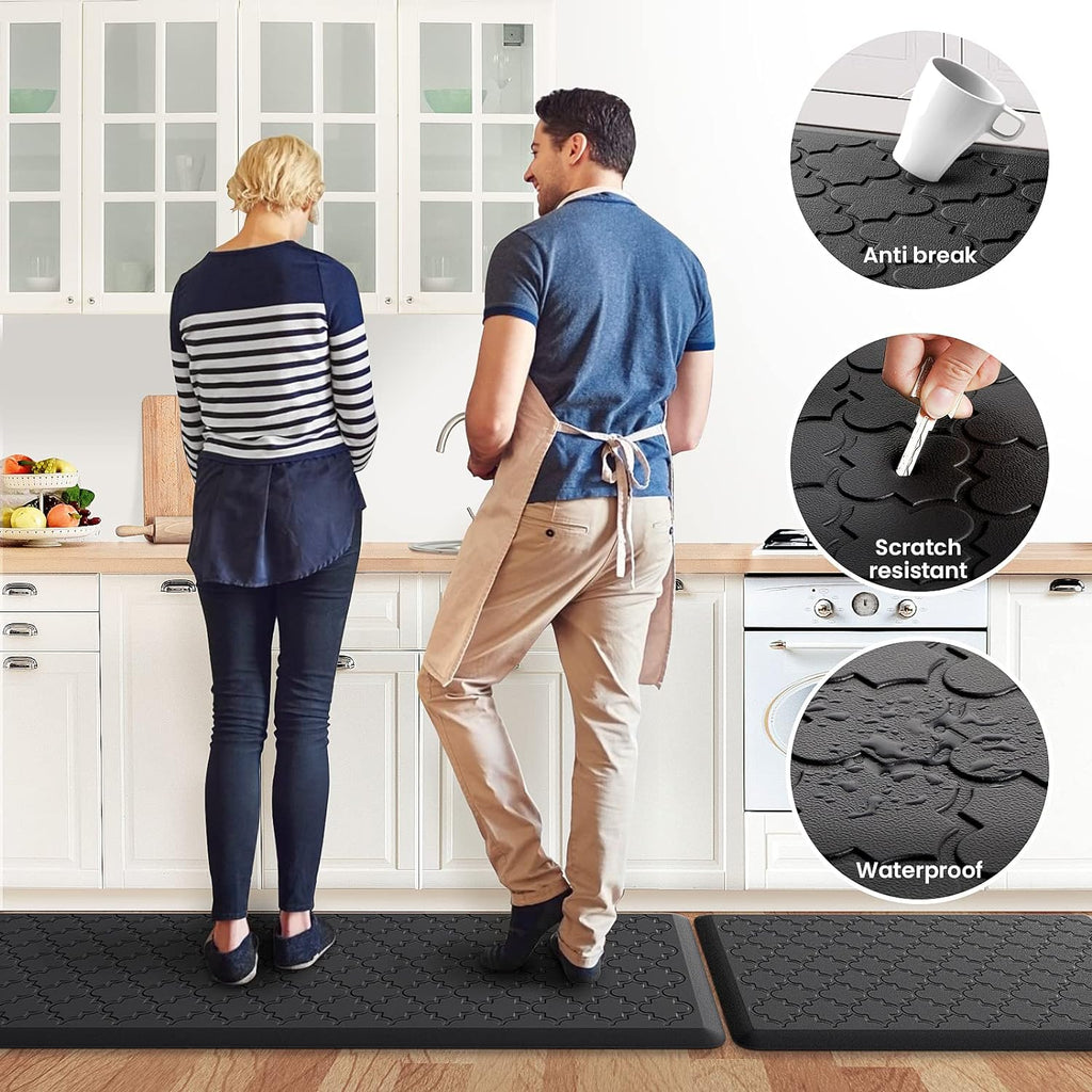 Kitchen Mat 2 PCS Cushioned Anti-Fatigue Floor Mat Standing Mat | 0.47" Thick Cushioned Memory Foam, Water Resistant