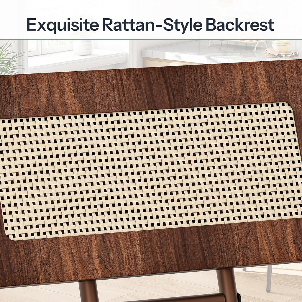 Bar Stools, Set of 2 Barstools, Bar Chairs with Footrests, Rattan Bar Stools, Bar Chairs with Backrests, and Offices