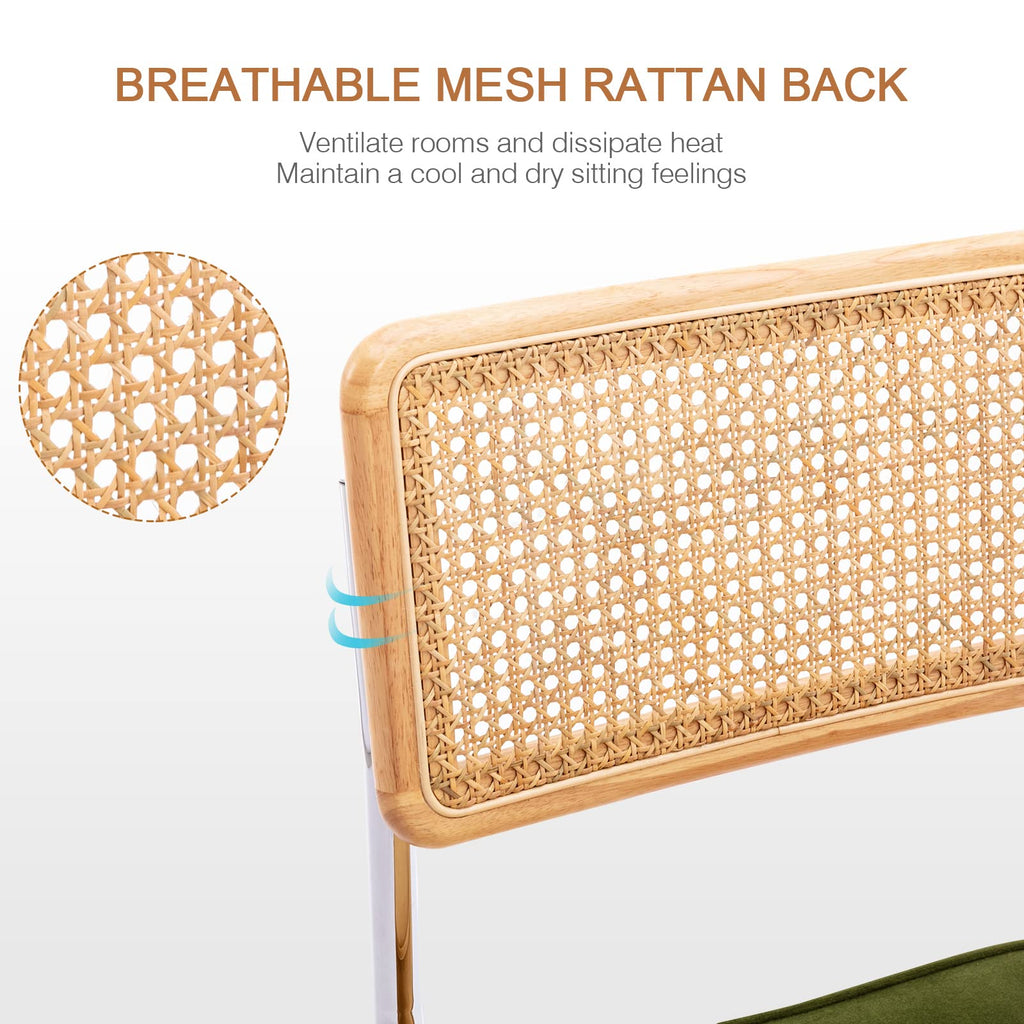 Natural Rattan Counter Stools Set of 2, 26" Modern Boho Barstools