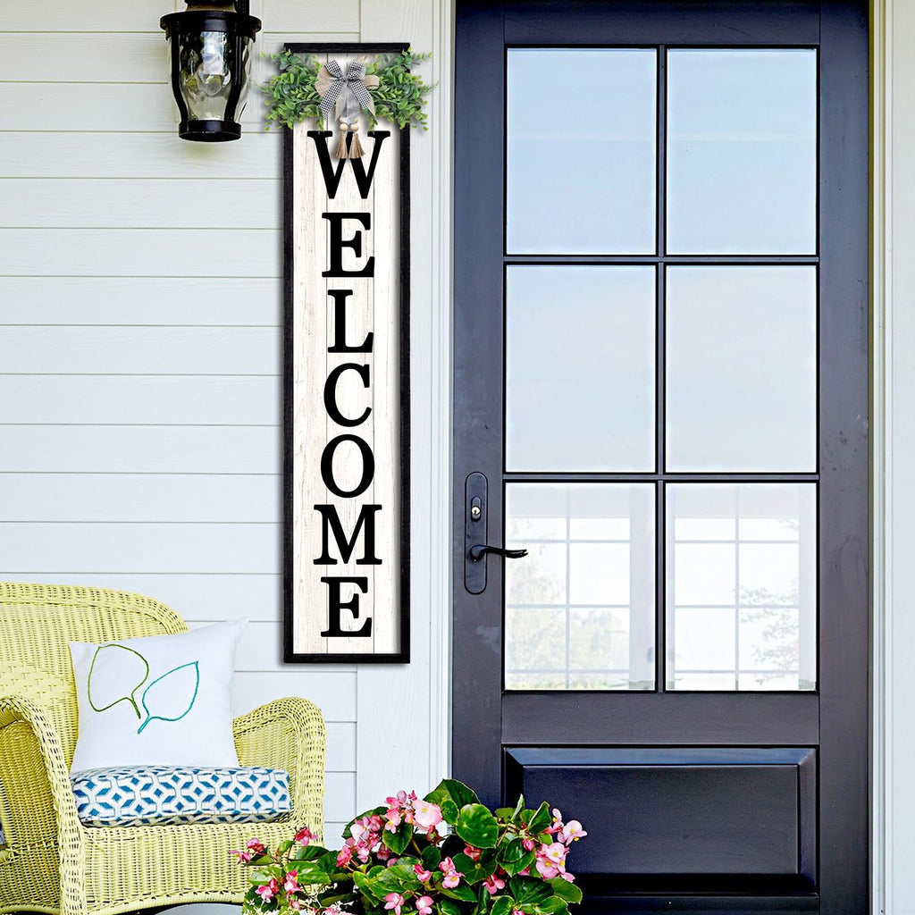 Welcome Sign for Front porch Standing 45"X9" Black