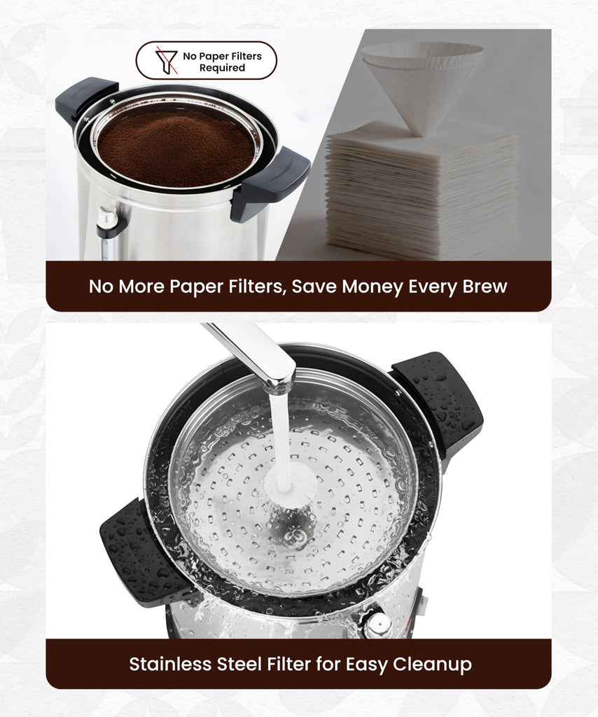 Commercial Coffee Maker 40-Cup Large Coffee Urn with Percolator Coffee Pot Electric 6L Stainless Steel Fast Brew Hot