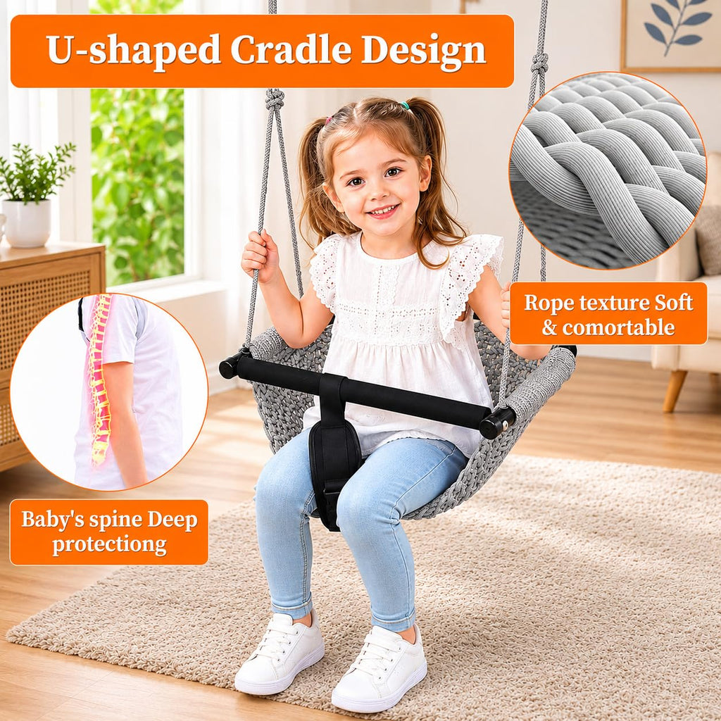 Kids Swing Seats Indoor Hand-Made Net Swing with Adjustable Rope Tree Swings for Kid Child Backyard Playground Swings