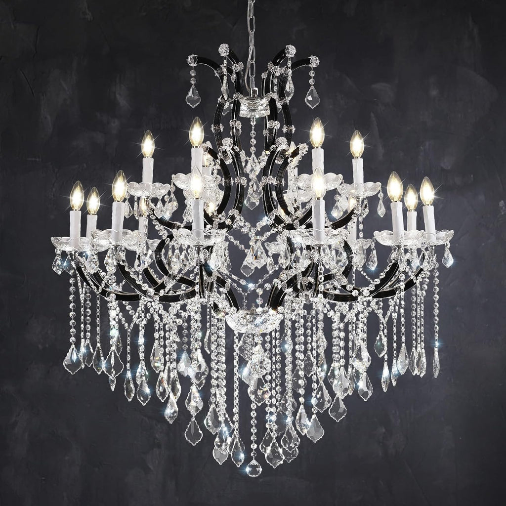 18-Light 40" Crystal Chandeliers Large Foyer Chandelier for High Ceilings, Black Staircase Chandeliers Big Entryway Maria Theresa Chandelier Living Room Light Fixture for Stairway, Entry A109-B0F8B6SVGH