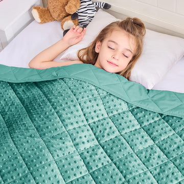Teal Weighted Blanket 7lbs, 40"x60", Cooling Minky Heavy Throw Blanket for 60-90lbs, Soft Winter Thick Big Blankets