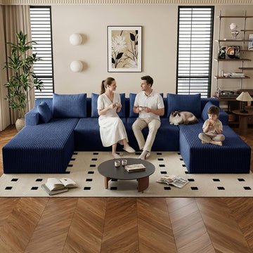 142"U Shape Sectional Couch, Oversized Boneless Couches
