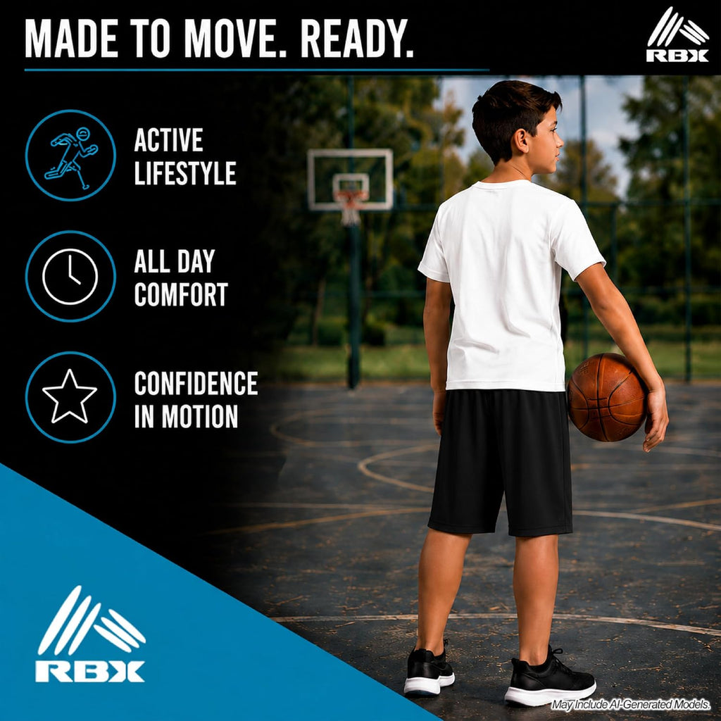 Boys 2 Pack Breathable Mesh Basketball Shorts with Pockets, Kids Gym