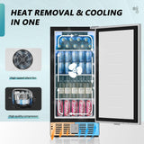 Beverage Refrigerator 15 Inch, Under Counter 127 Can Beverage Fridge with Stainl
