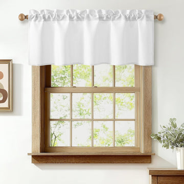 White Faux Linen Window Valance 42x12 Inch, 1 Panel