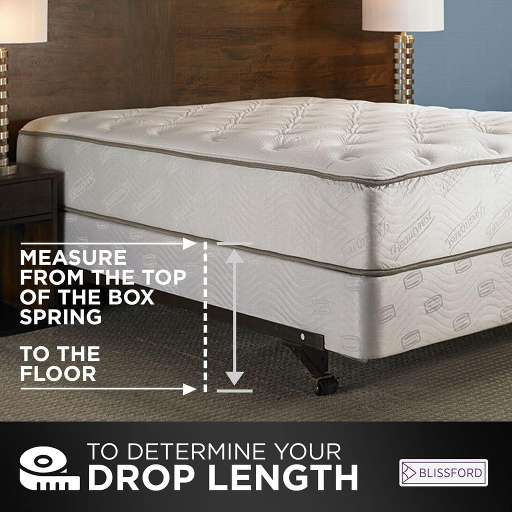 White Bed Skirt Queen Size 14 inch Drop - with Split Corners - Cotton Blend Ruffled Bed Skirt, Dust Ruffle for Queen
