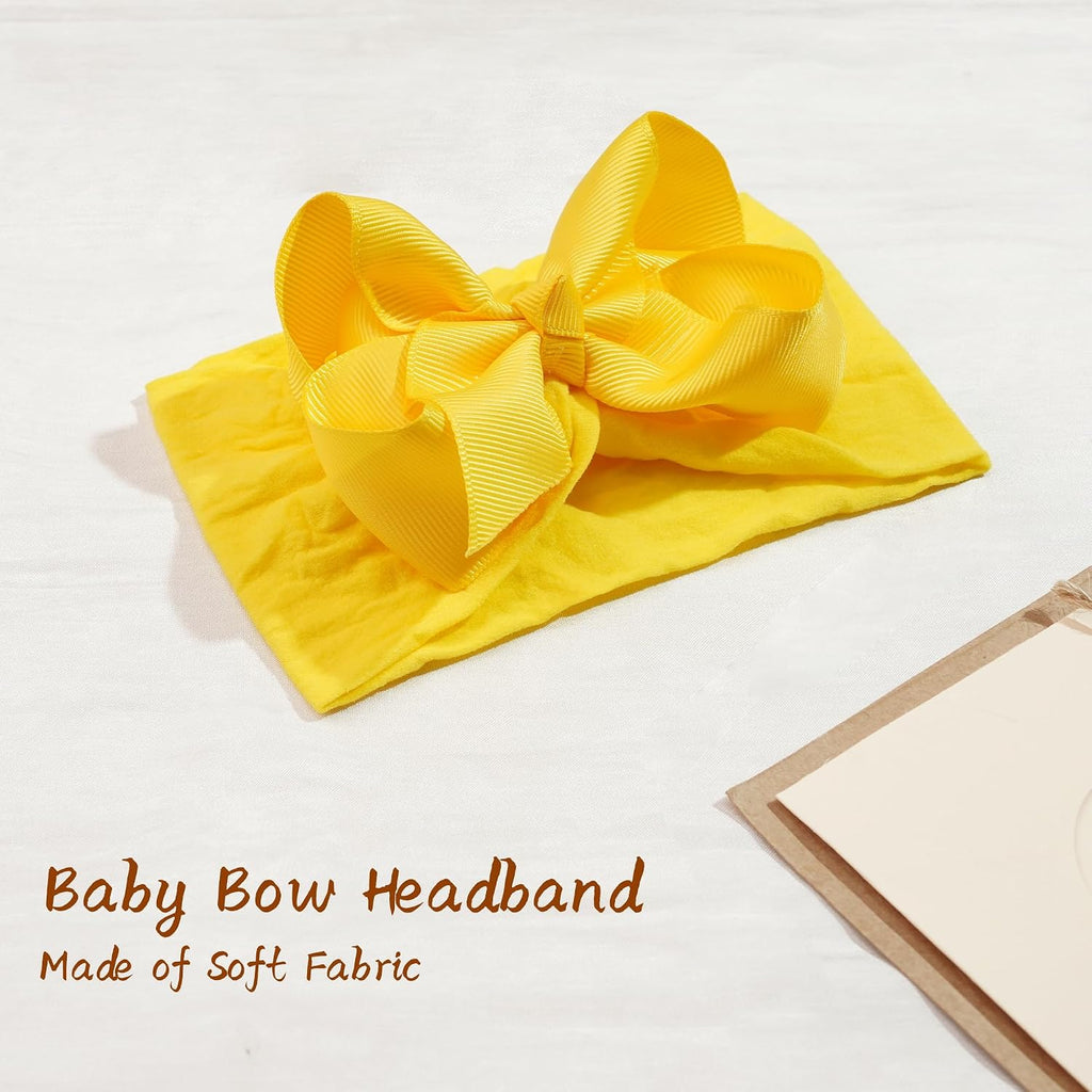20 Colors Baby Girl Headbands with 4 Inches Hair Bows Nylon Turban Head Wraps Headbands for Newborn Infants