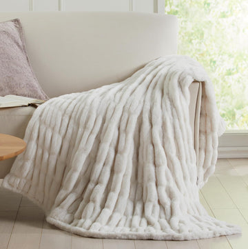Micro Plush Throw Blanket | Thick Faux Fur | White | Lily Collection | 60" x 70" | White Blanket | Ultra Plush