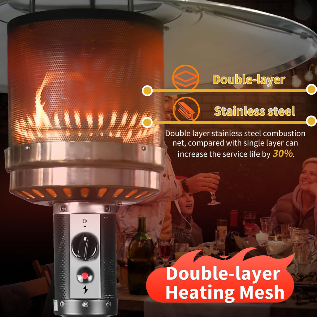 Ignovate 50, 000 BTU Max Outdoor Propane Patio Heater with Wheels - Durable Powder-Coated Steel Gas Heater with Easy