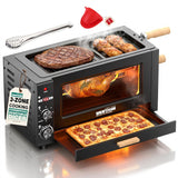 Electric Rotisserie Oven - 26QT 3-Layer 3-in-1 Rotisserie Oven For Simultaneous Cooking, 360°Auto-Rotate Heating