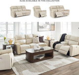 Signature Design by Ashley Dahlmoore Modern Leather Match Power Reclining Sofa with USB Ports, Beige