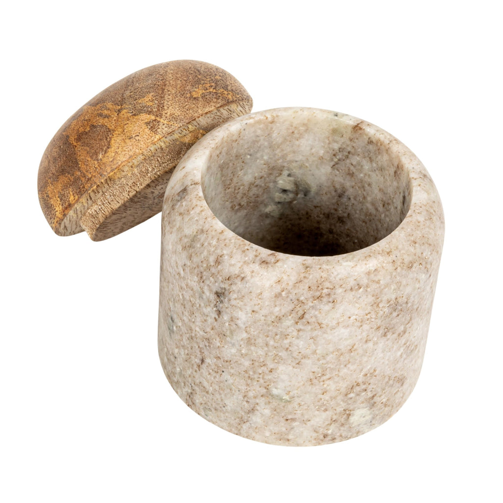 Co-Op Unique Marble and Mango Wood Pinch Pot Canister with Lid, Natural