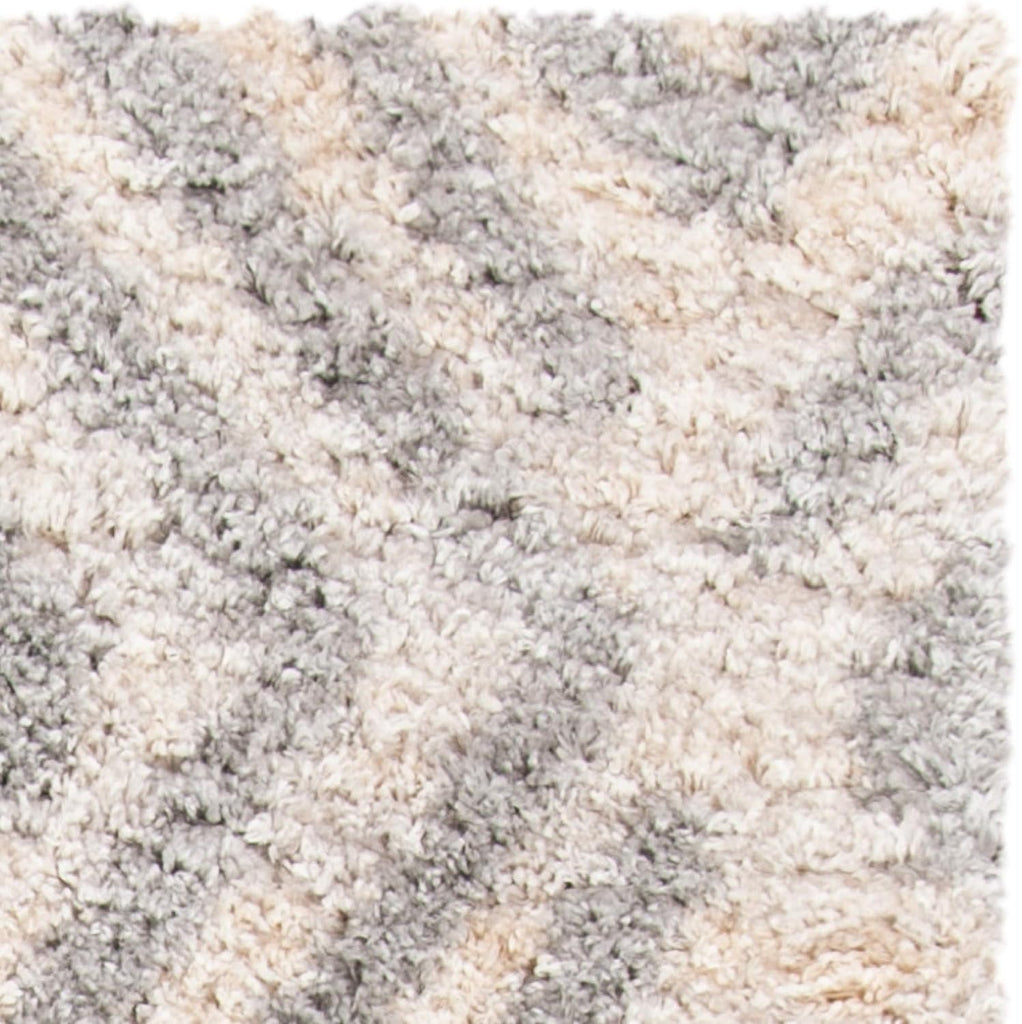 Berber Shag Collection Area Rug, Cream & Grey, Moroccan Design, Non-Shedding & Easy Care, 1.2-inch