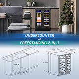 24" Black Dual Zone Wine & Beverage Refrigerator | Under Counter Built