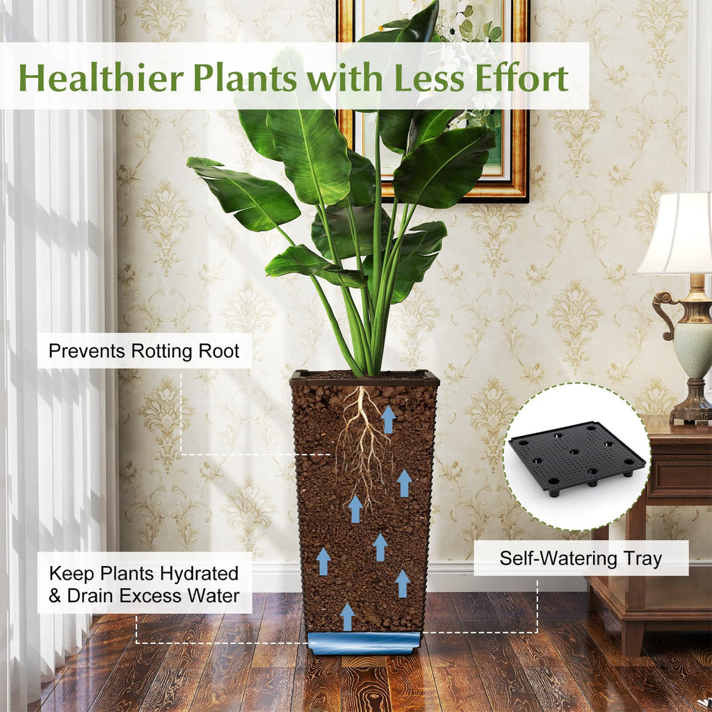 23" Tall Planters, Set of 2 Rattan Wicker Plant Pot