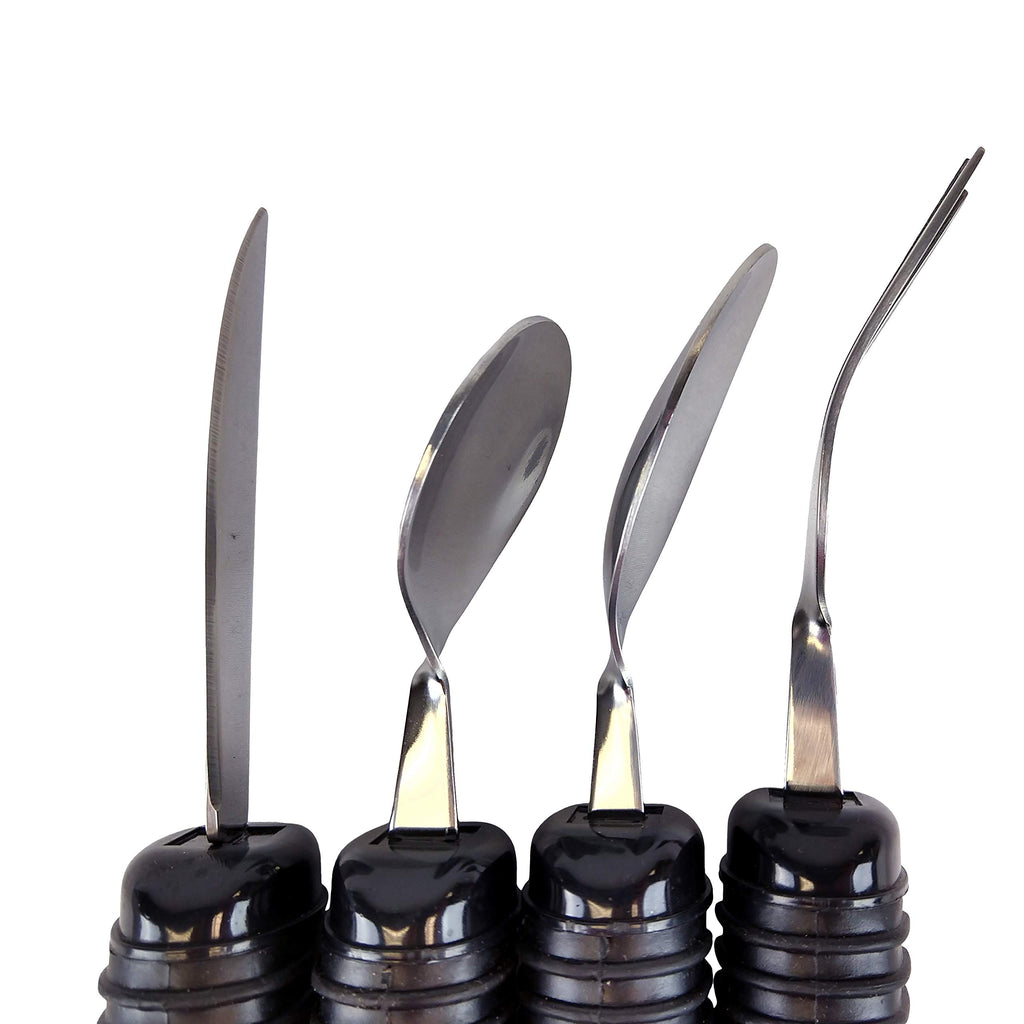 Jay Make Eating Easier Big Grip Utensil Set |Arthritis Aid Silverware Set|Ribbed Rubber Handles and Stainless Steel