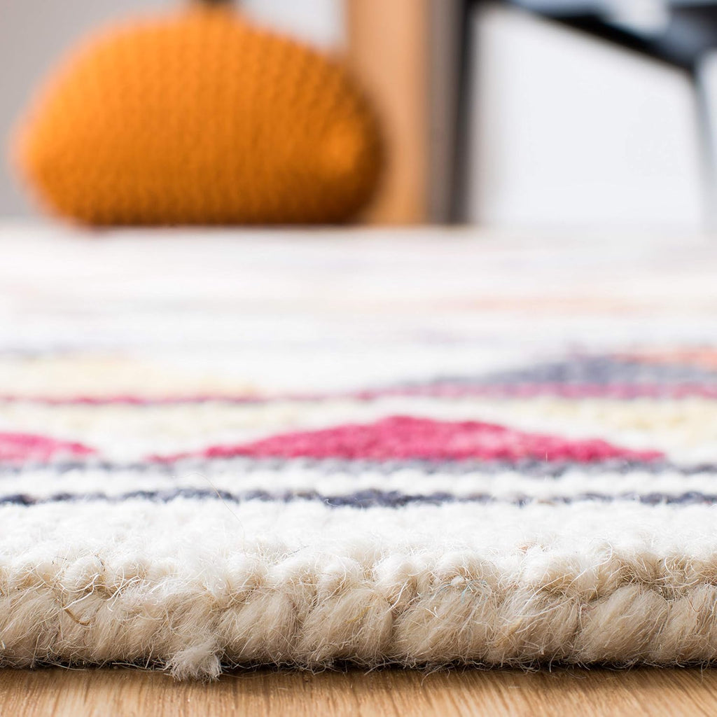 Aspen Collection Accent Rug, Rust & Ivory, Handmade Moroccan Boho Tribal Wool, Ideal for High Traffic Areas