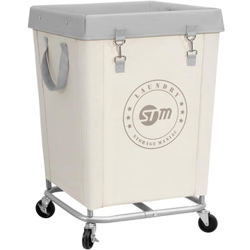 Commercial Laundry Hamper with Heavy Duty Steel Frame, 160 L Industrial Clothes Basket Cart with Wheels for Big