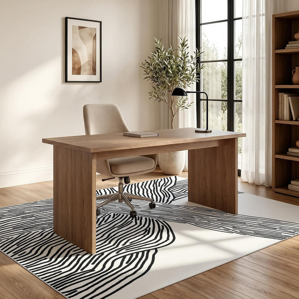Area Rugs, Abstract Washable Rug, Modern Black and White Rug Living Room Dining Room Office Playroom Nursery