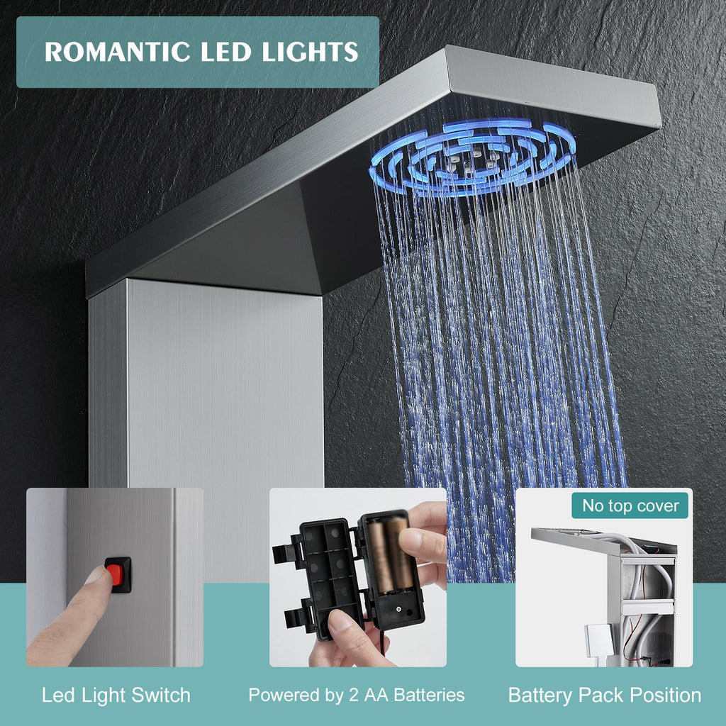 LED Shower Panel - Full Body Shower Tower Brushed