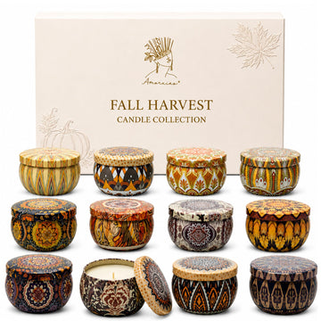 Fall Scented Candles Gift Set, 12 Pack Soy Candles, 2.5 oz Each