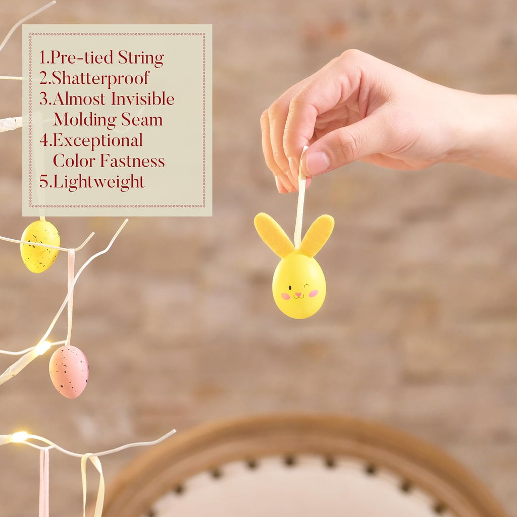 Easter Eggs Ornaments Tree Decorations, Pastel Pink Blue Plastic Easter Eggs Bulk Tree Ornaments, 1.2"-2.4" - Set of 35