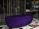 67" Flat Bottom Man Made Stone Freestanding Bathtub - Translucent Evening Violet - Opal Series FT-AZ522-PU
