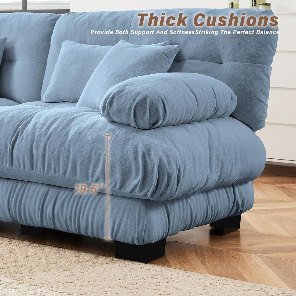 Modern Living Room Velvet Recliner Sofa, Loveseat Sofa , Solid Wood Frame, Easy to Install (94.4 inch,Blue)