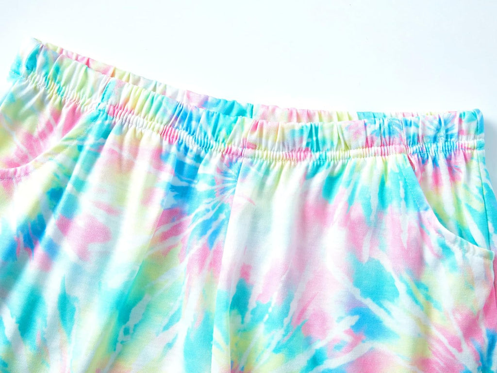 Girls Summer Pajama Set Cute Prints Short Sleeves Shorts