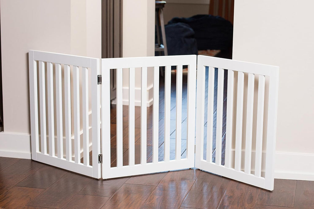 Dog Gate Indoor Freestanding Pet Barrier, Folding Wood Dog Fence, Extra Wide Doorway Puppy Gate, Indoor Animal
