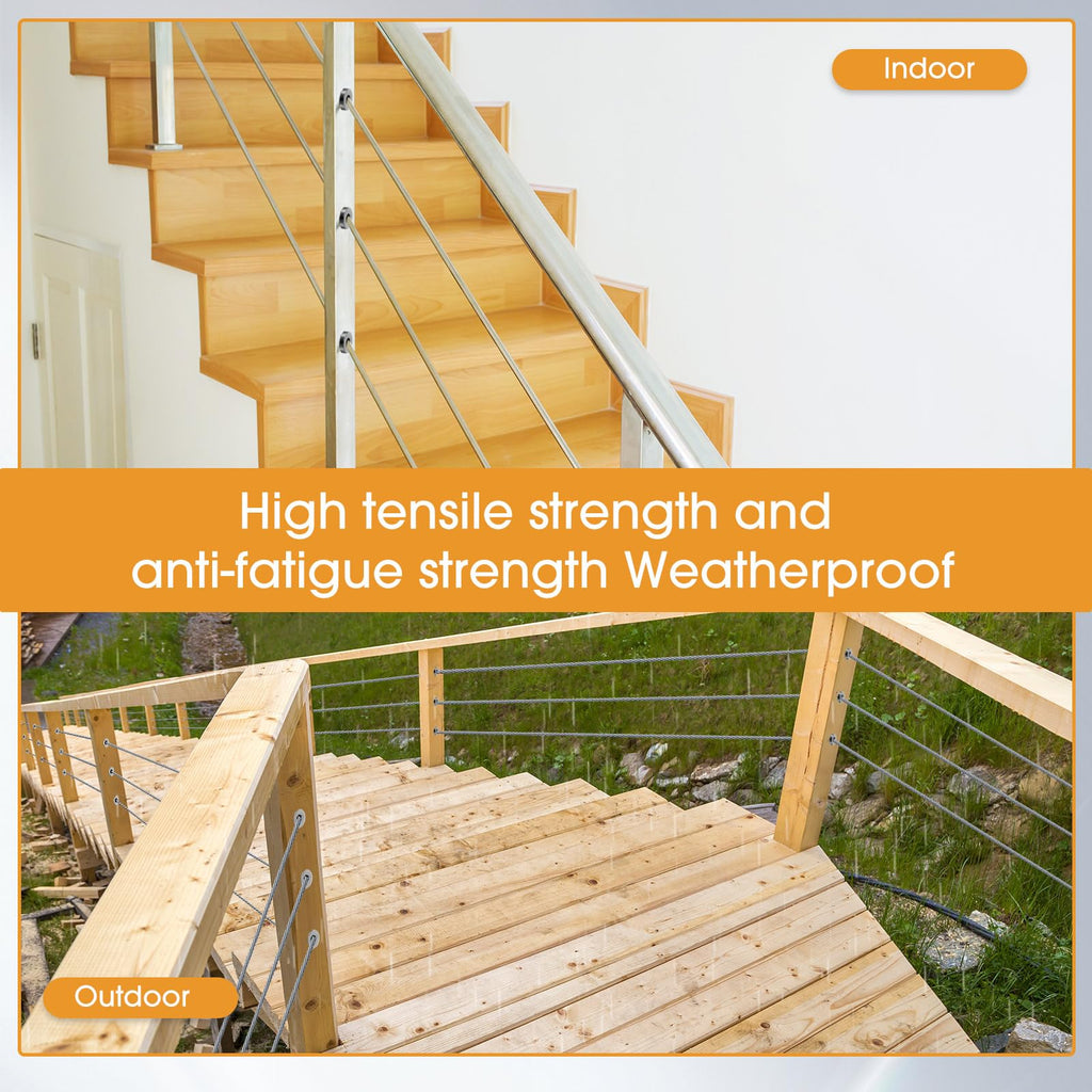 80 Pack 3/16" Stainless Steel Cable Railing Hardware Kit, Silver