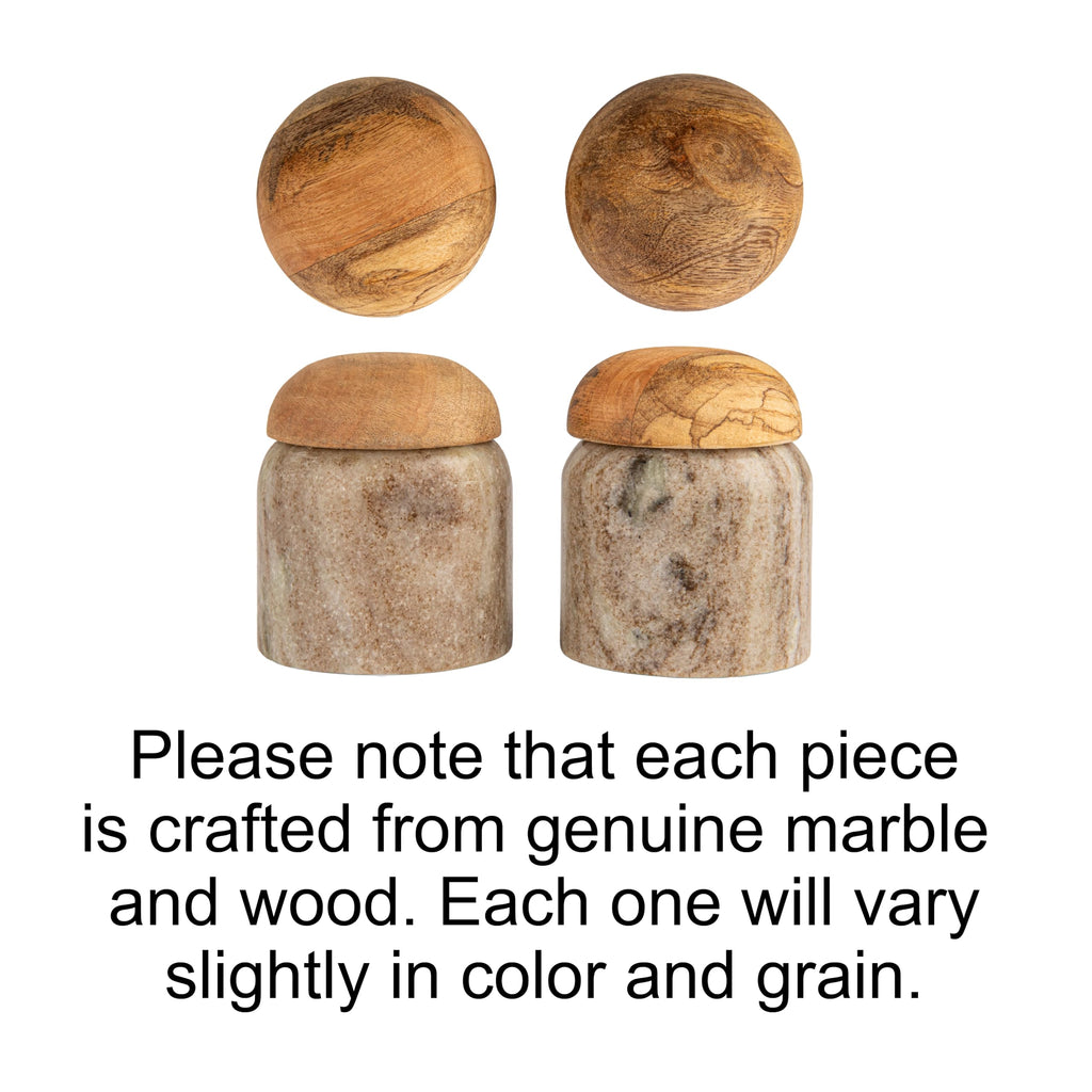 Co-Op Unique Marble and Mango Wood Pinch Pot Canister with Lid, Natural