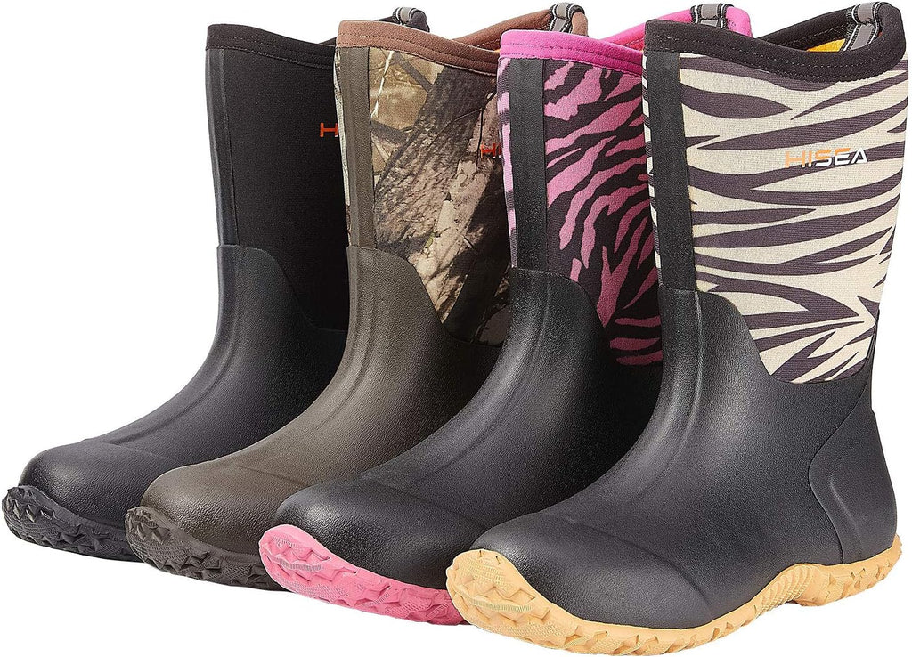 Barefoot Friendly Rain Boots for Kids Insulated Hunting Rubber Shoes