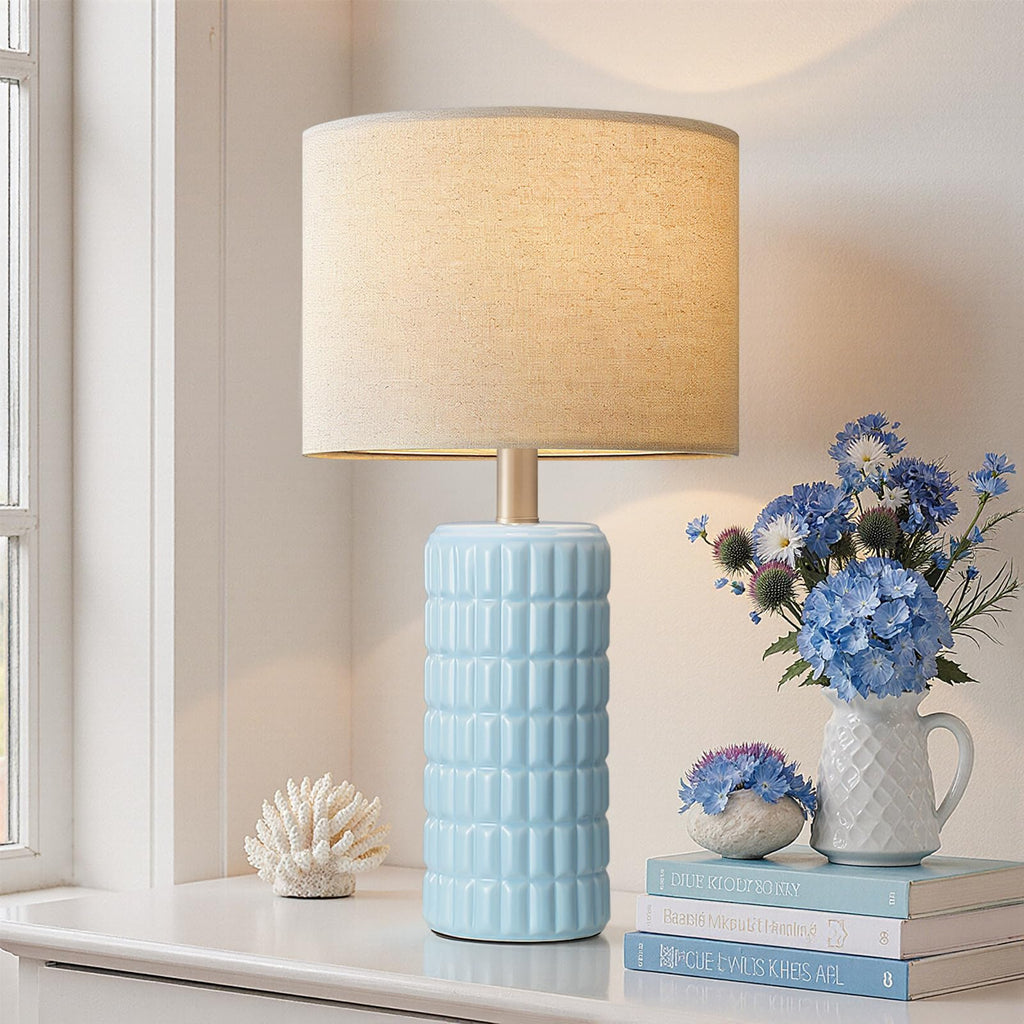 23" Modern Ceramic Table Lamps, Lamps, Sky Blue