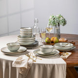 Dinnerware Sets for 6, 24 Pieces Stoneware Plates and Bowls Set with Reactive Glaze