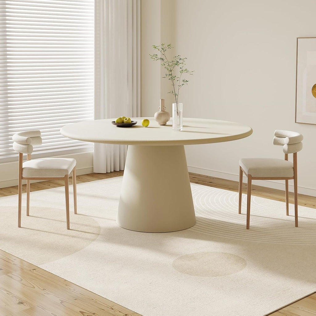 Modern Round Dining Table for 4, Circle Dining Room Table 44.5" with Matte Gray Concrete, Pedestal Dining Table for