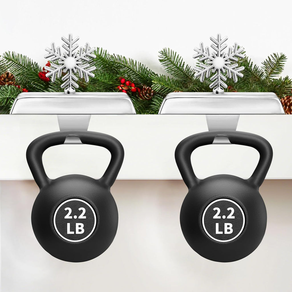 Set of 4 Metal Christmas Stocking Holders for Mantle,Heavy Duty Weighted Stocking Holders for Mantle,Silver 3D
