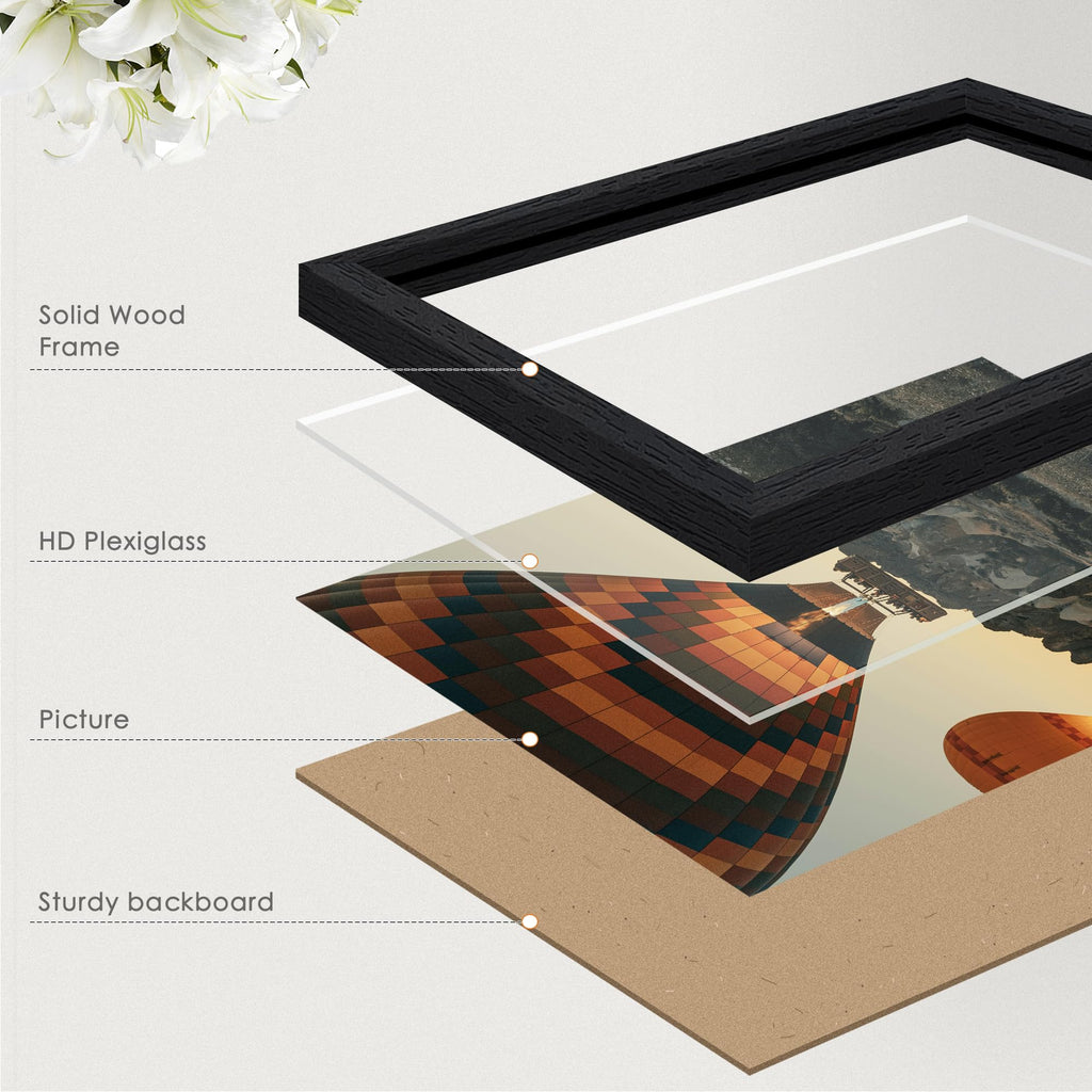 36x48 Solid Wood Picture Frame, Wall Mount, Black Woodgrain, 1 Pack