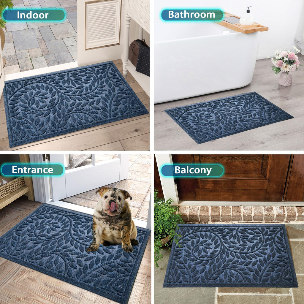 Front Door Mat Entrance, Durable Heavy Duty Welcome Mat, Thick Absorbent Natural Rubber Non Slip Mat, Sturdy Entryway