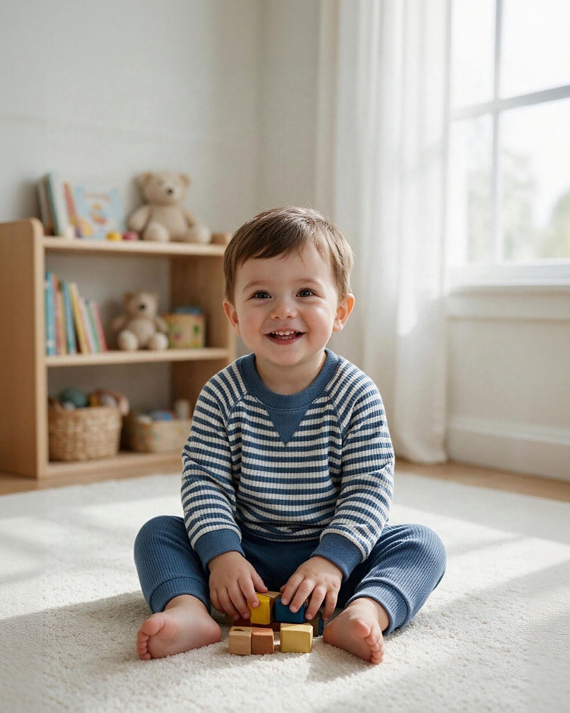 Toddler Boy Fall Clothes Striped Sweatshirt Pants Set Blue