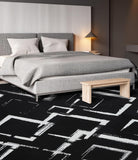 Black Modern Geometric Area Rug 8x10
